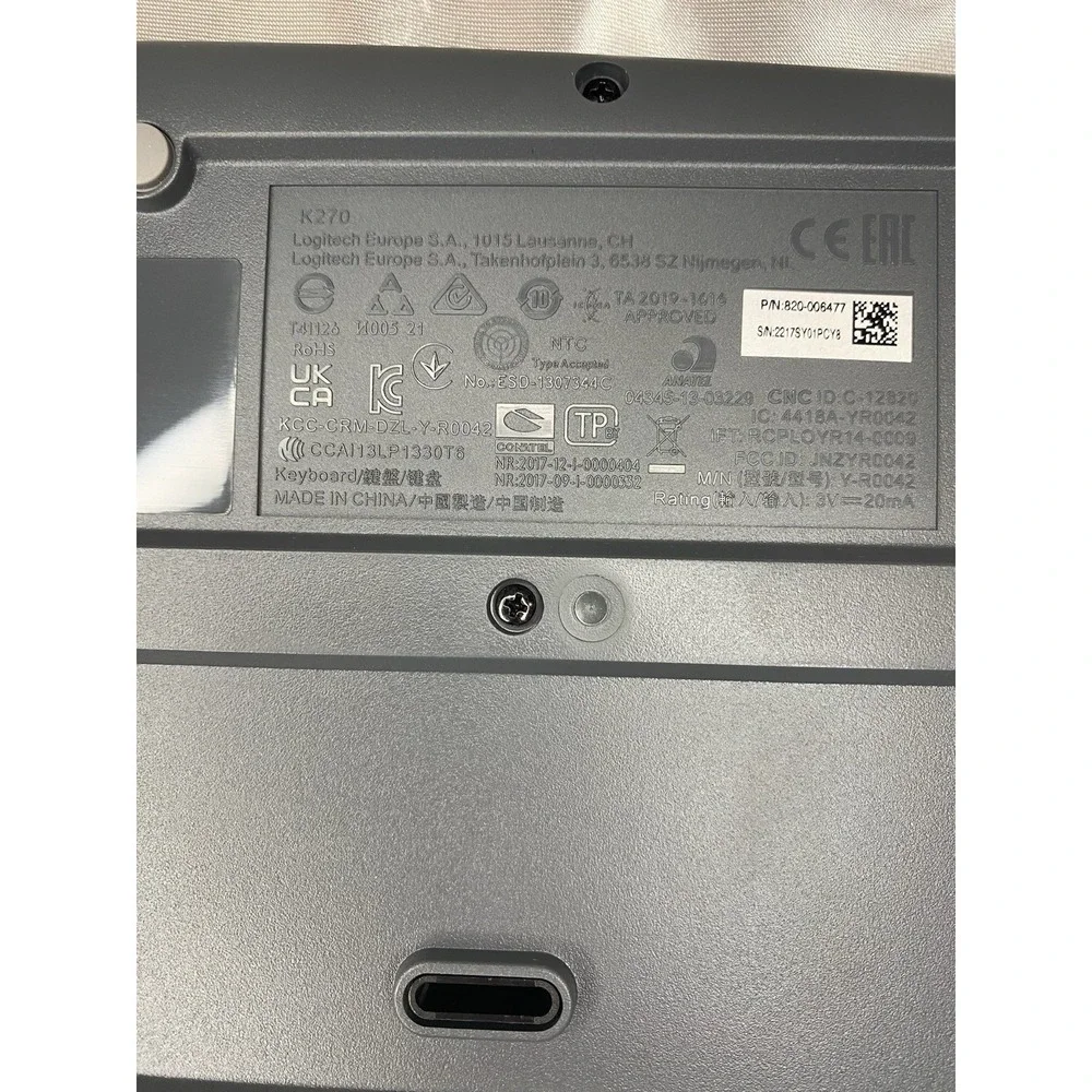 Logitech K270 Wireless Keyboard Untested FOR PARTS- No USB Receiver